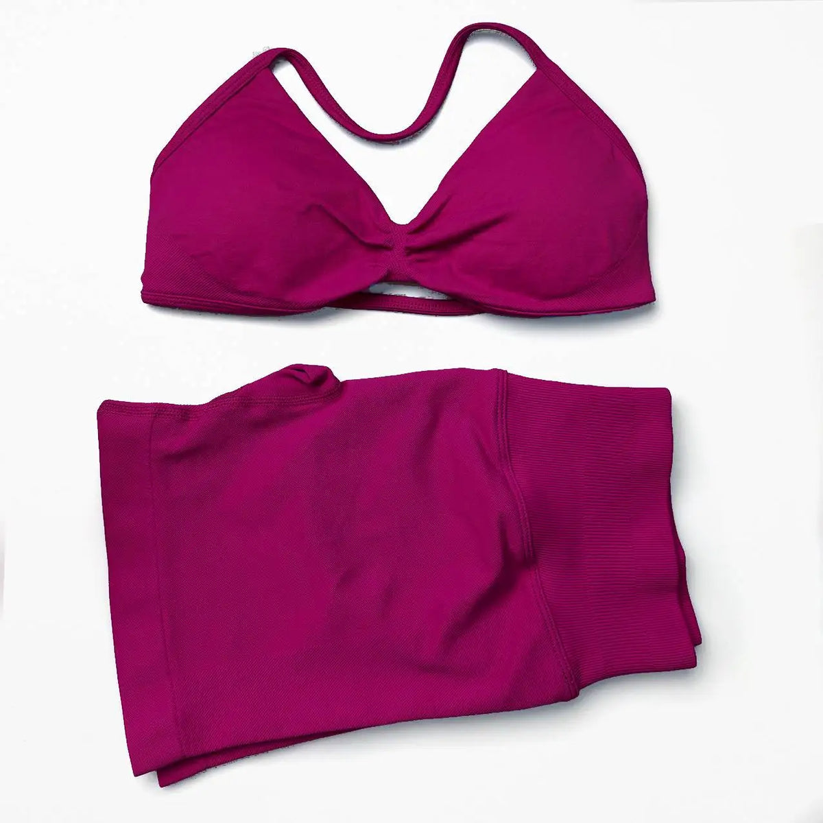 Seamless Strappy Yoga Bra and Scrunch Butt Shorts Set