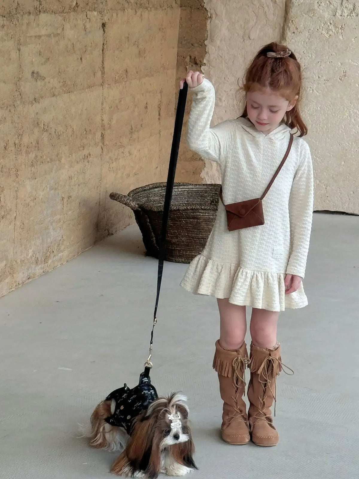 Hooded Knitted Lace Dress for Girls