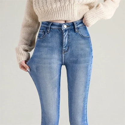 Women's Winter Plush Stretch Skinny Jeans