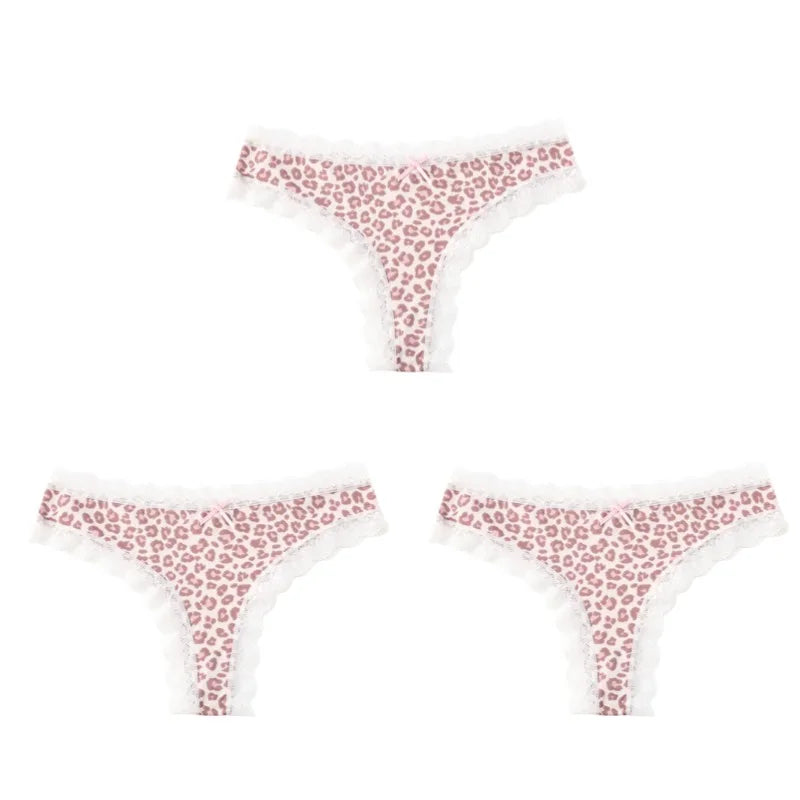 BZEL Women Lace Thong Panties Low-Waist G-String Leopard