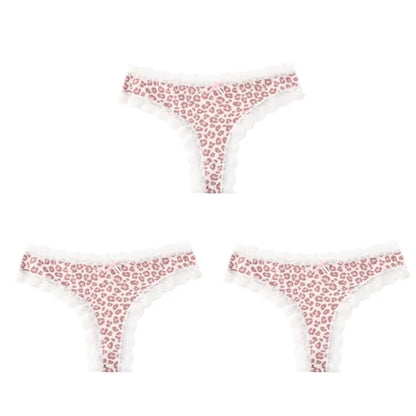 BZEL Women Lace Thong Panties Low-Waist G-String Leopard