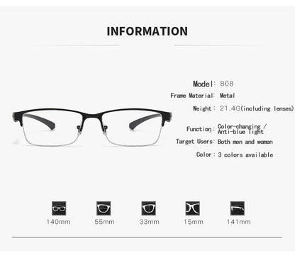 Color-Changing Half-Frame Reading Glasses in Alloy