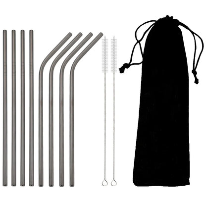 8pcs Colorful Reusable Stainless Steel Drinking Straws