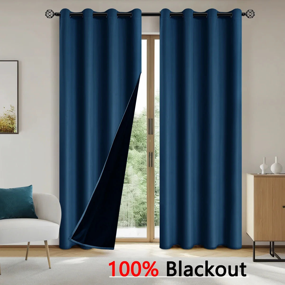 Modern Blackout Curtains - 100% Polyester, UV Protection