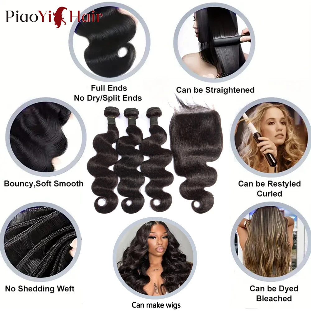 13X6 HD Lace Frontal Body Wave Human Hair Bundles