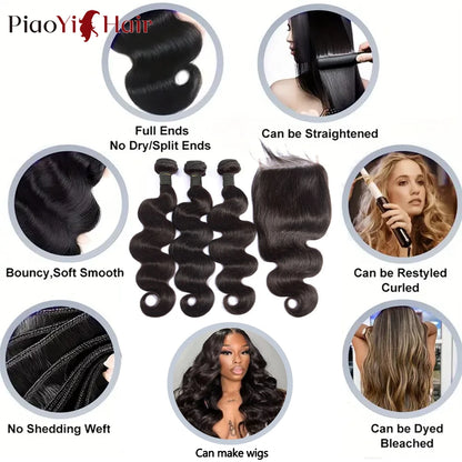 13X6 HD Lace Frontal Body Wave Human Hair Bundles