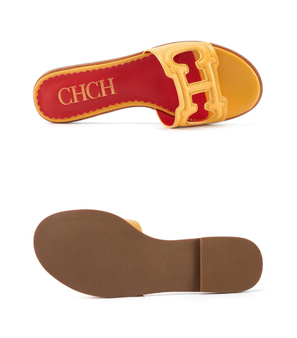 CHCH Women's Black Flat Indoor Slippers
