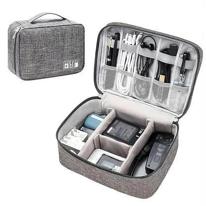 Leather Cable Storage Bag Waterproof Organizer