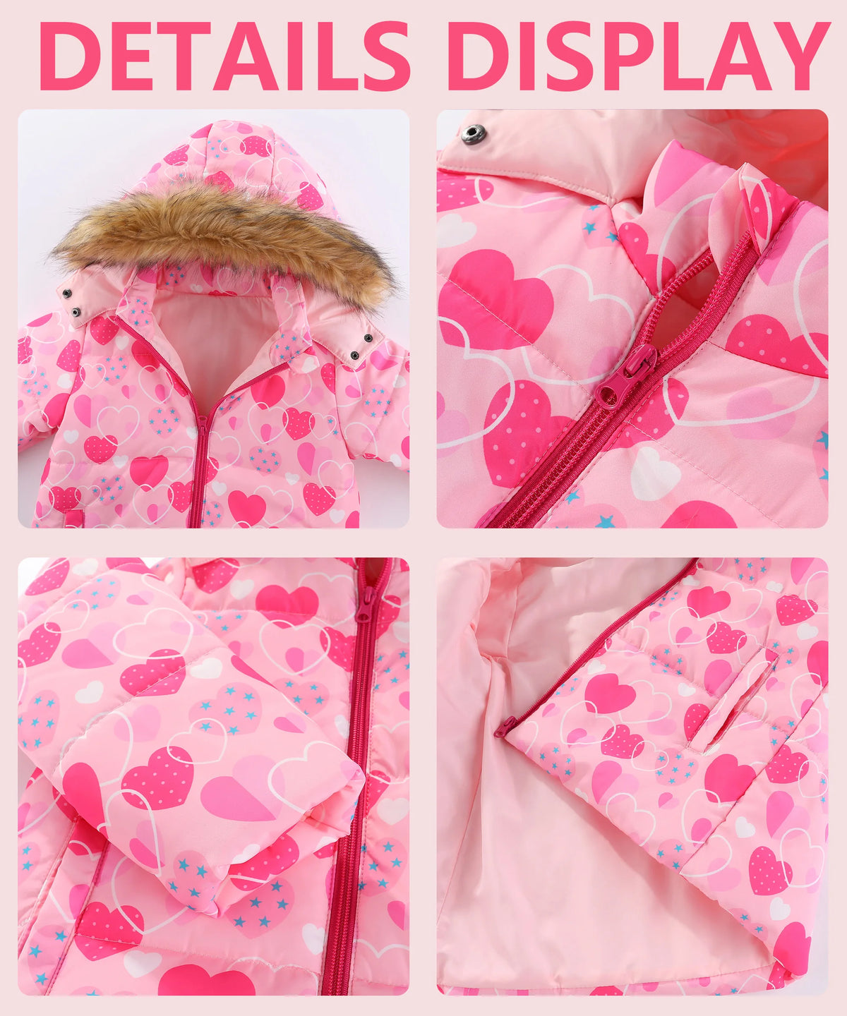 Kids Hooded Ski Suit Cotton Winter Outerwear
