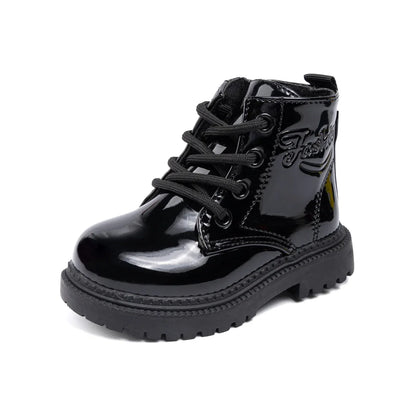 Waterproof PU Leather Children's Lace-up Boots