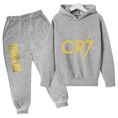Ronaldo CR7 Print Hoodie and Pants Set for Children