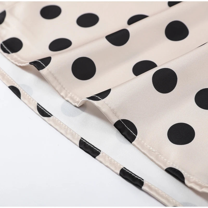 Elegant Satin Polka Dot Maxi Dress for Women