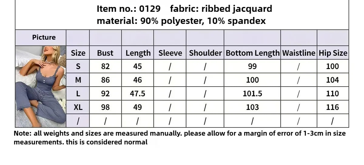 Women Autumn Pajama Set Sexy Sleepwear Trousers