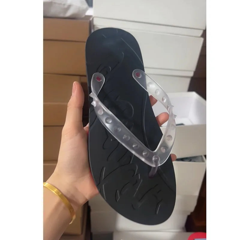 Men's Red Sole Leather Flip Flops Casual Sandals