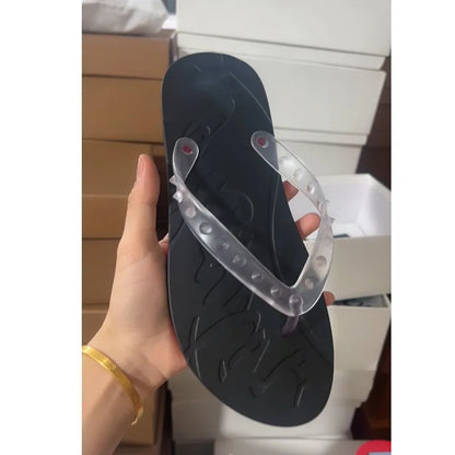 Men's Red Sole Leather Flip Flops Casual Sandals