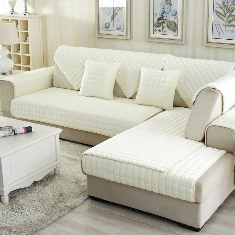 Flannel Sofa Cushion Non-Slip Plush Backrest Cover