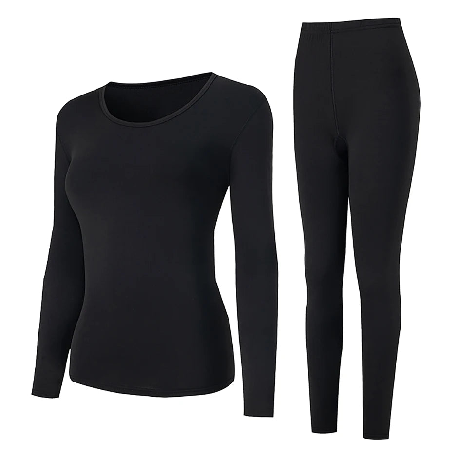 Women's Solid Color Round Neck Warm Suit