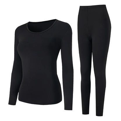 Women's Solid Color Round Neck Warm Suit