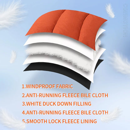 Men's White Duck Down Winter Jacket Hooded Parka