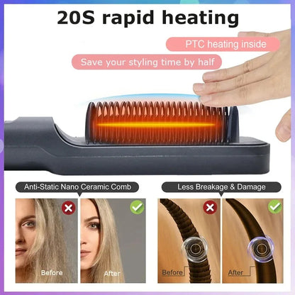 Electric Hot Comb Straight Hair Straightener Brush