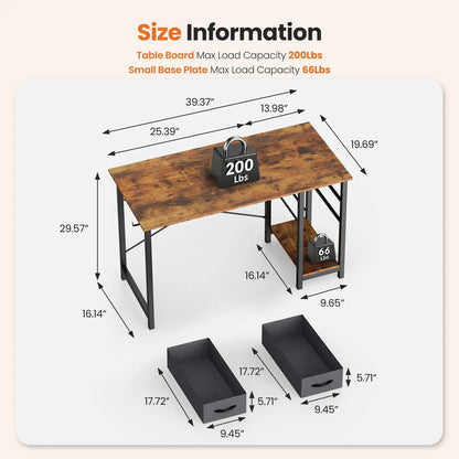 JHK 47 Inch Wood Computer Desk with 2 Drawers