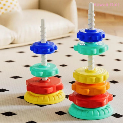 Montessori Rotating Rainbow Tower Baby Stacking Puzzle Toys