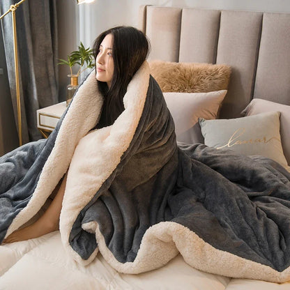 Wool Throw Blanket Double Sided Queen Size Winter Use