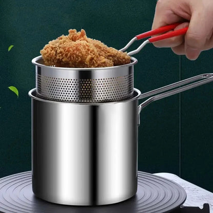 Stainless Steel Deep Fryer with Strainer Basket