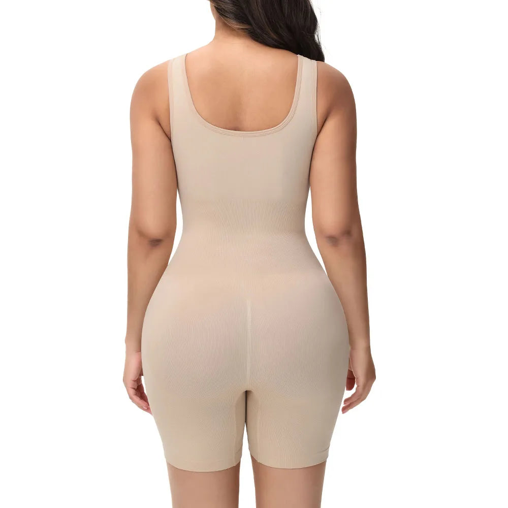 Wide Strap Bodysuit Shapewear for Women in Black/Nude