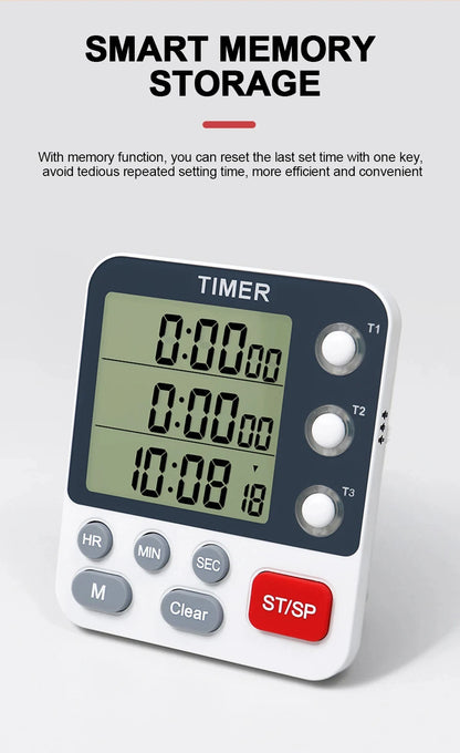 Digital Kitchen Timer with Adjustable Volume and LCD Display