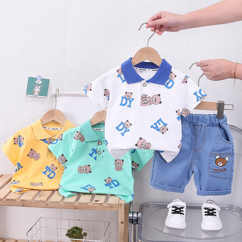 Boys Cartoon Bear T-Shirt and Shorts Set