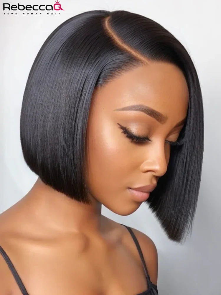 8 Inch Straight Bob Wig 100% Human Hair Natural Black