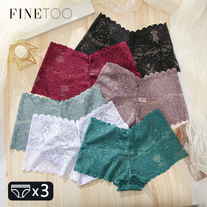 FINETOO Lace Boyshort Panties Set for Women S-XL