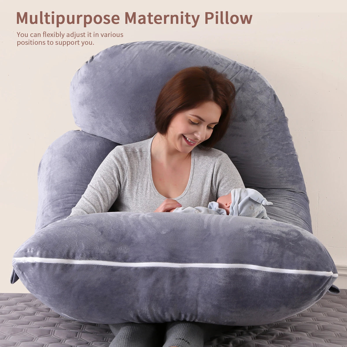G Shaped Full Body Maternity Pillow with Removable Cover