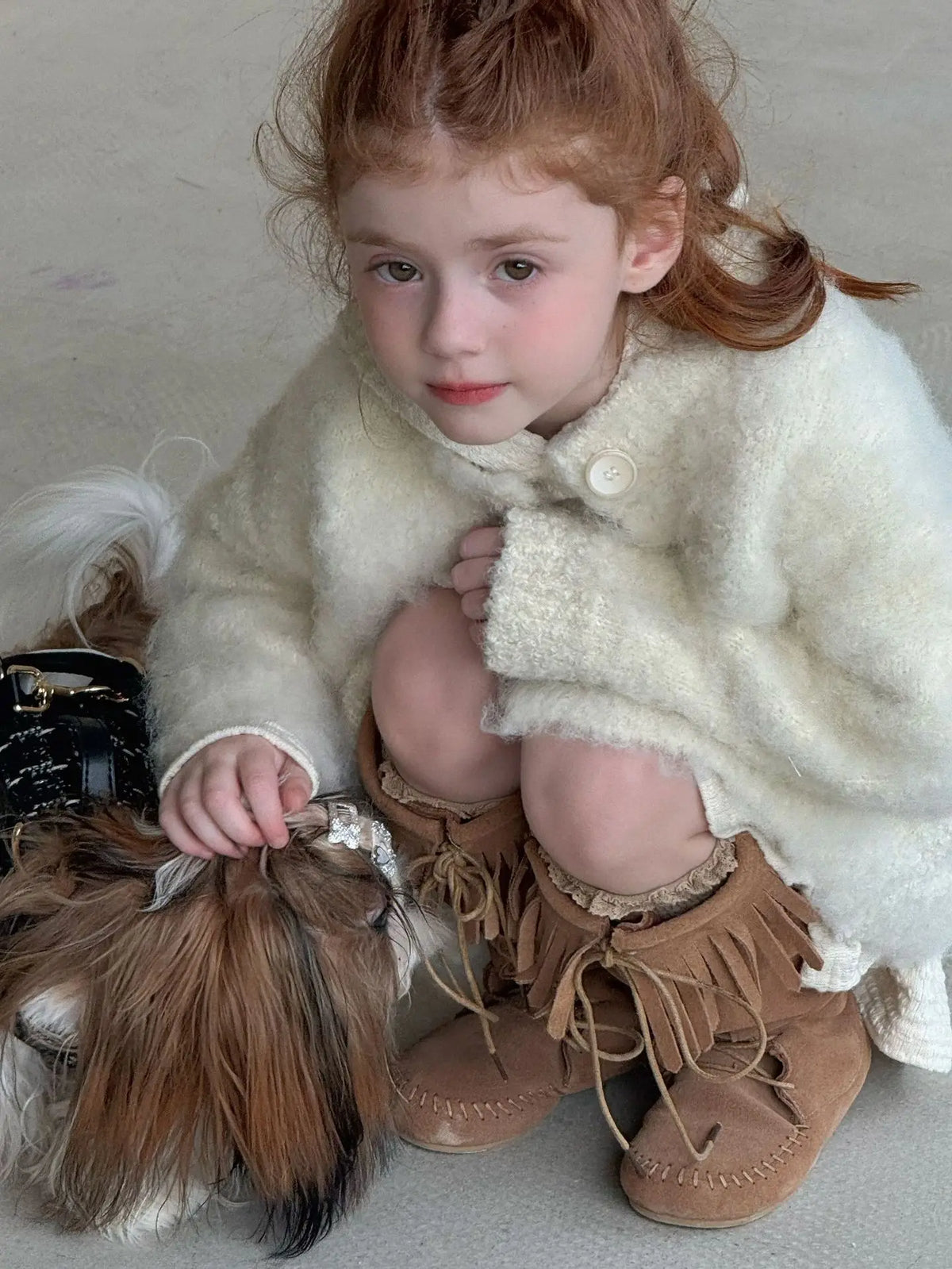 Hooded Knitted Lace Dress for Girls