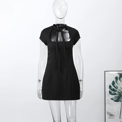 Hollow Out Polka Dot Women Dress with Zipper Closure