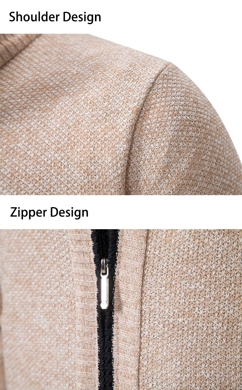 Men's Fleece Zipper Cardigan Casual Sports Coat