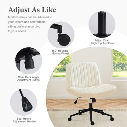 JHK Armless PU Leather Office Chair with Wheels