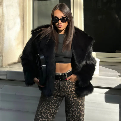 Faux Fur Fluffy Coat for Women Warm Winter Outerwear