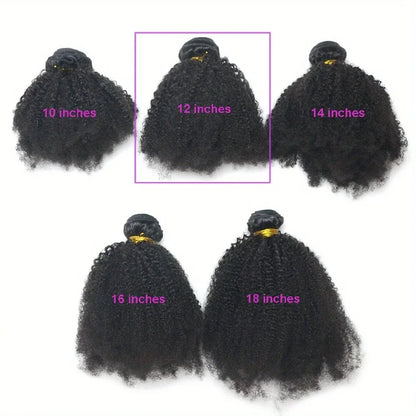 ELISHEVA Indian Human Hair Weave Bundles Kinky Curly Jet Black