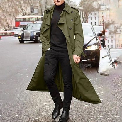 Men's Long Sleeve Extra Long Trench Coat