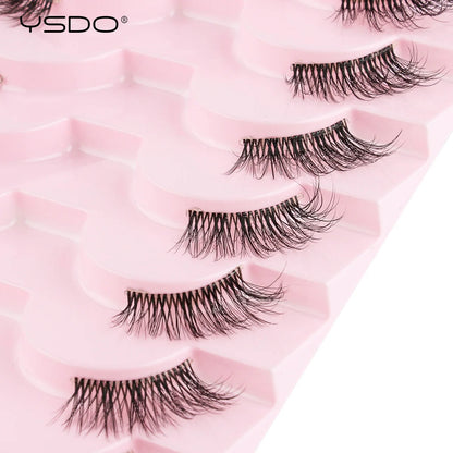 YSDO 5/10 Pairs Natural Soft Black Half Lashes
