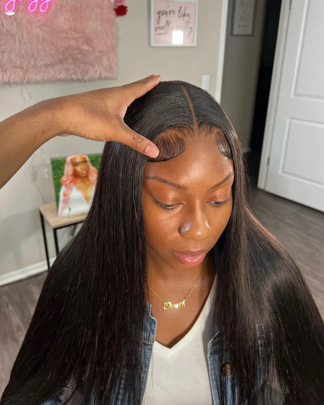 40 Inch Bone Straight Human Hair Wig Brazilian Lace Front Wig