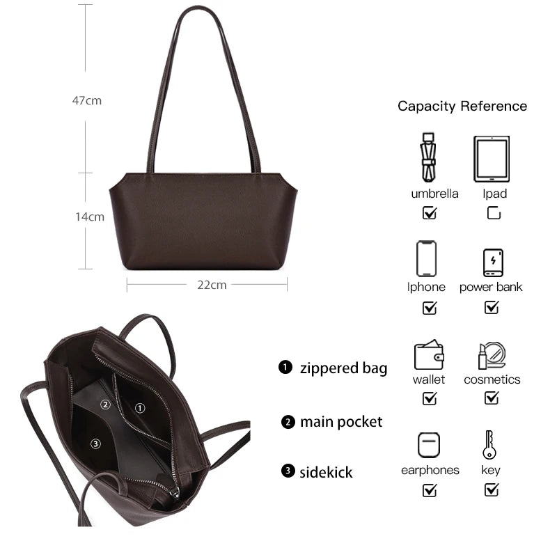 Genuine Cowhide Leather Mini Shoulder Tote Bag