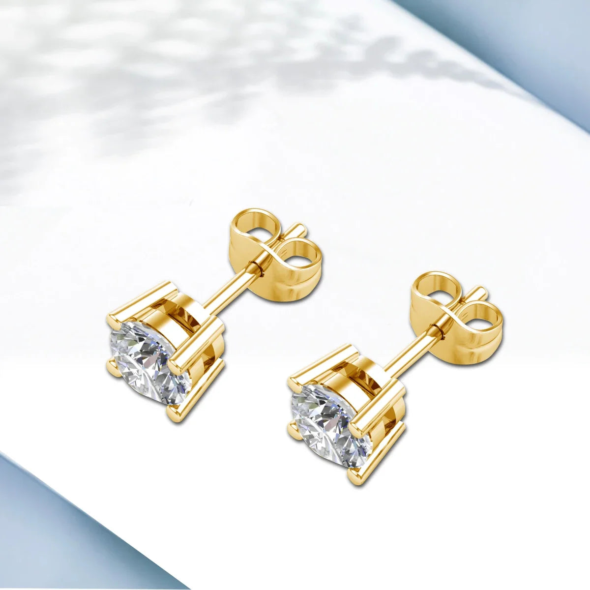 18k Gold Moissanite Stud Earrings for Women