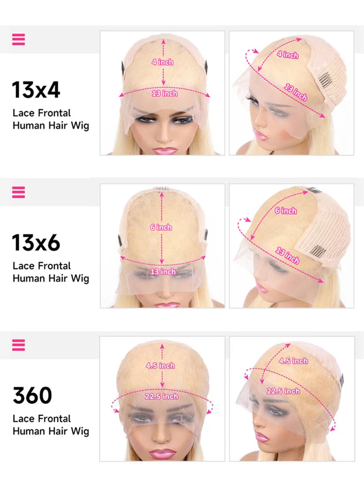 13x6 360 Lace Wig Human Hair Pre Plucked Blonde