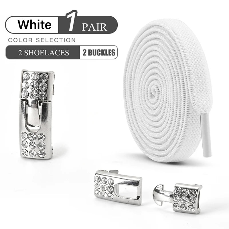 Diamond Buckle Elastic No Tie Shoelaces for Sports