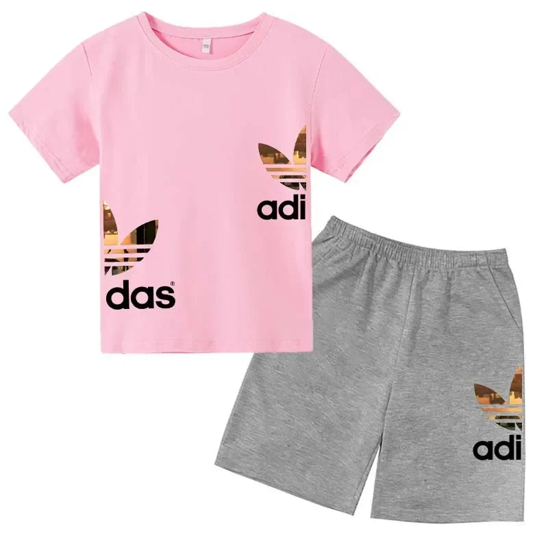 Kids Casual O-neck T-shirt and Pants Set