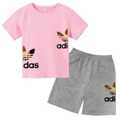 Kids Casual O-neck T-shirt and Pants Set
