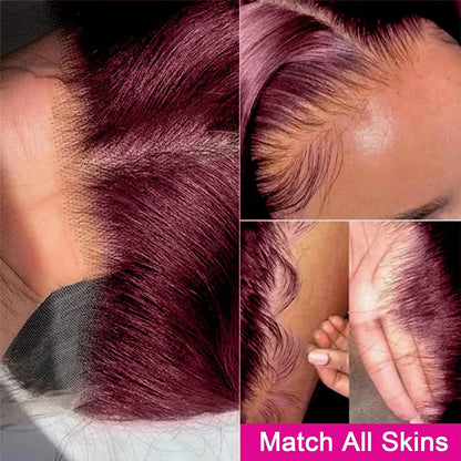 34 Inch Burgundy Lace Front Wig Human Hair Body Wave